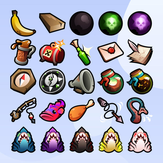Panel showcasing an assortment of SoT styled emojis.