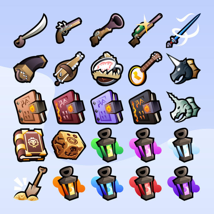Panel showcasing an assortment of SoT styled emojis.