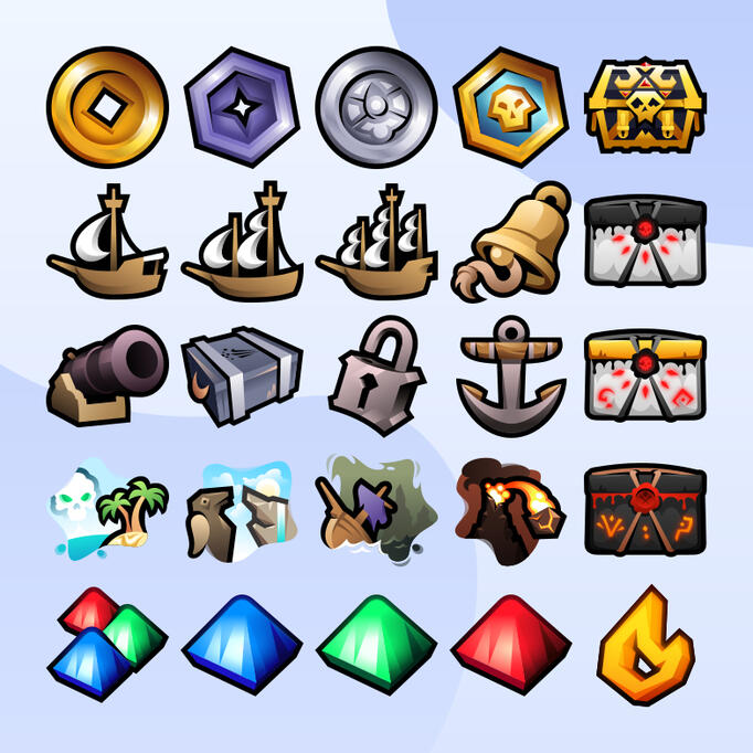 Panel showcasing an assortment of SoT styled emojis.
