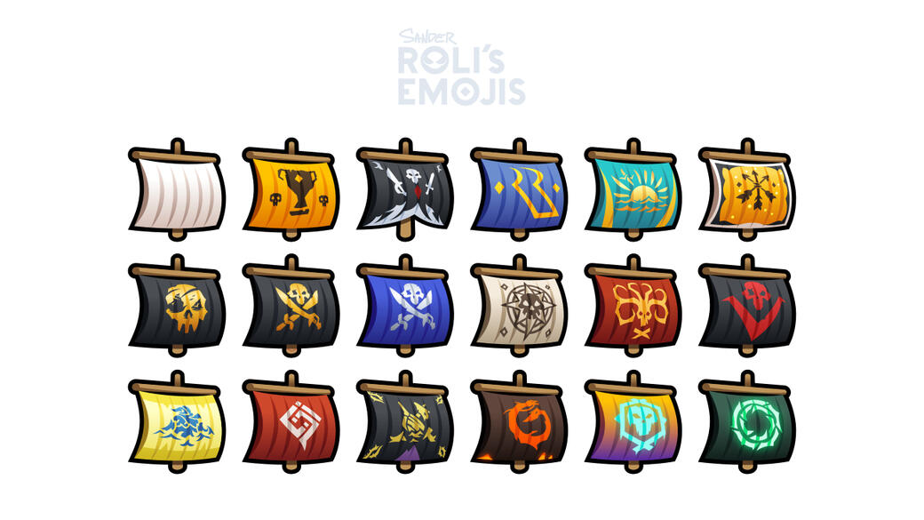 Panel showcasing SoT styled sail emojis.