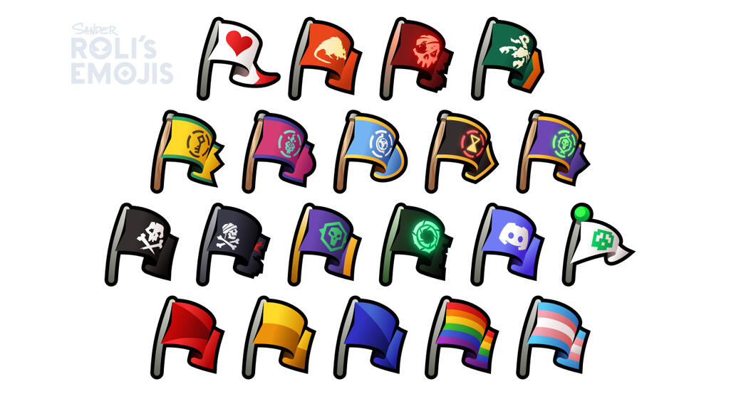 Panel showcasing SoT styled flag emojis.