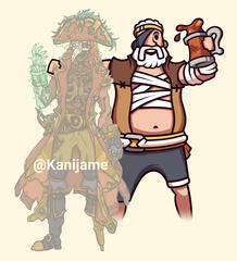 Pirate drawing, interacting with another pirate drawing by Kanijame.