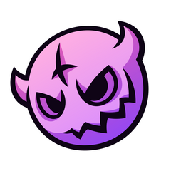 Stylized evil purple head.