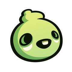 Stylized happy green head.