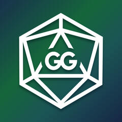A stylized D20 with the letters "GG" in the middle.