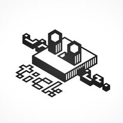 Stylized graphic of a redstone repeater.