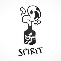 Spirit leaving a bottle of spirits.