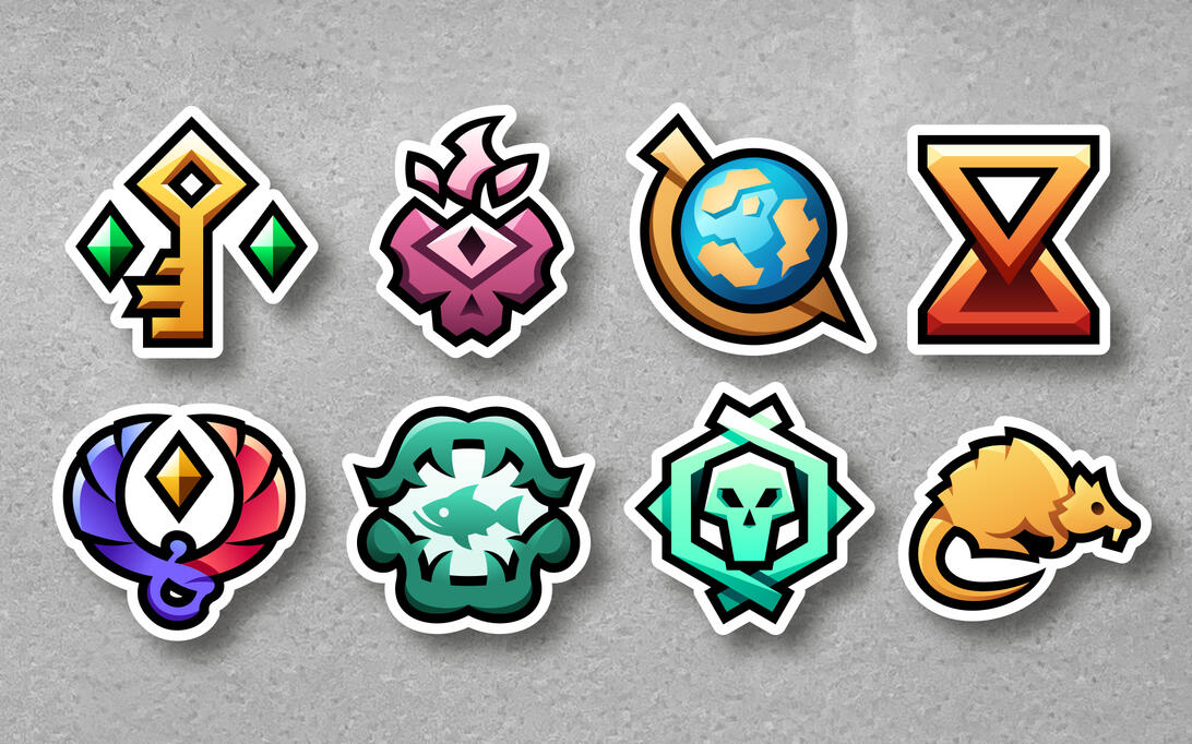 Panel showcasing an SoT inspired stickers.