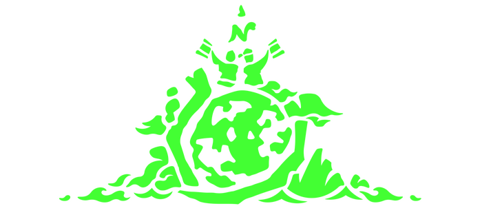World map crown graphic.